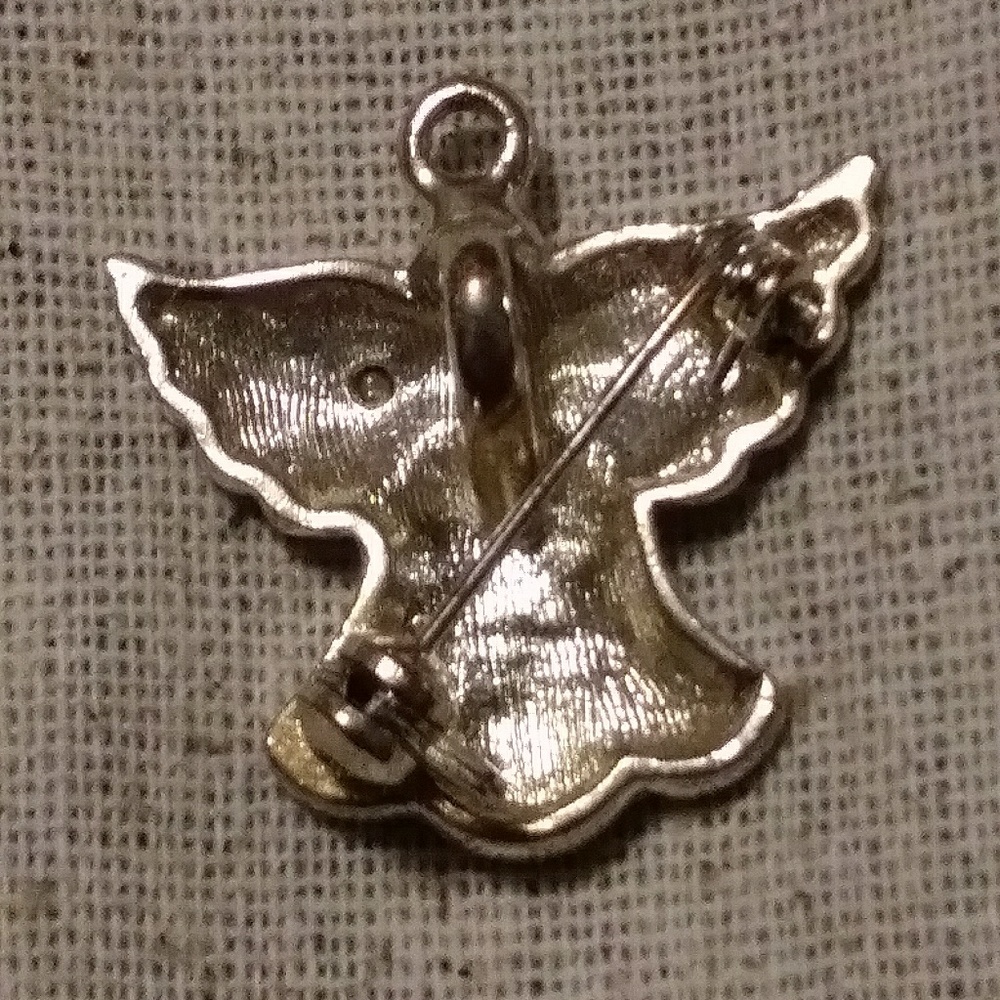 Angel Pin Brooch Pendant Silver tone Rhinestone - Picture 2 of 4